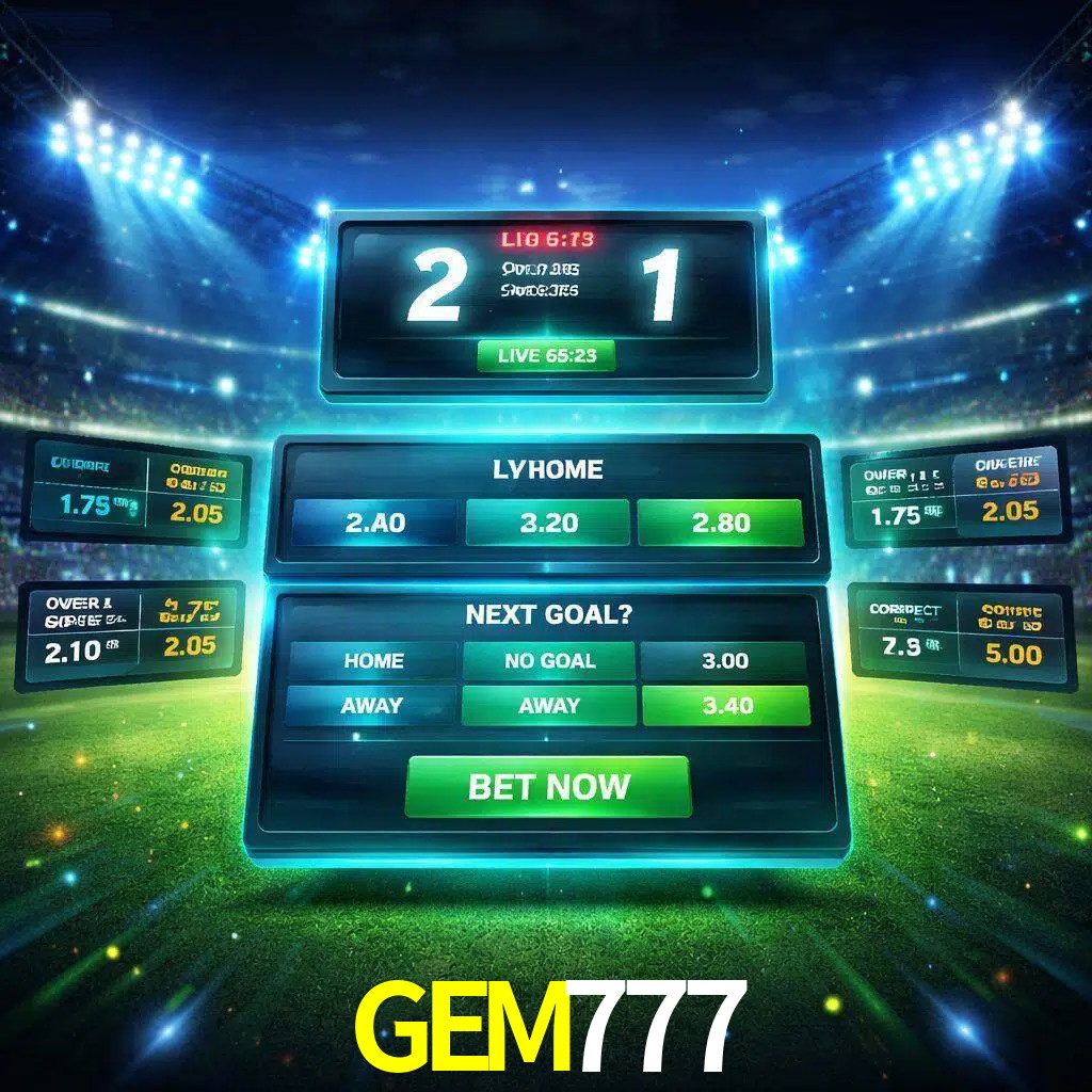 Vista de apuestas en vivo GEM777 durante un partido en curso