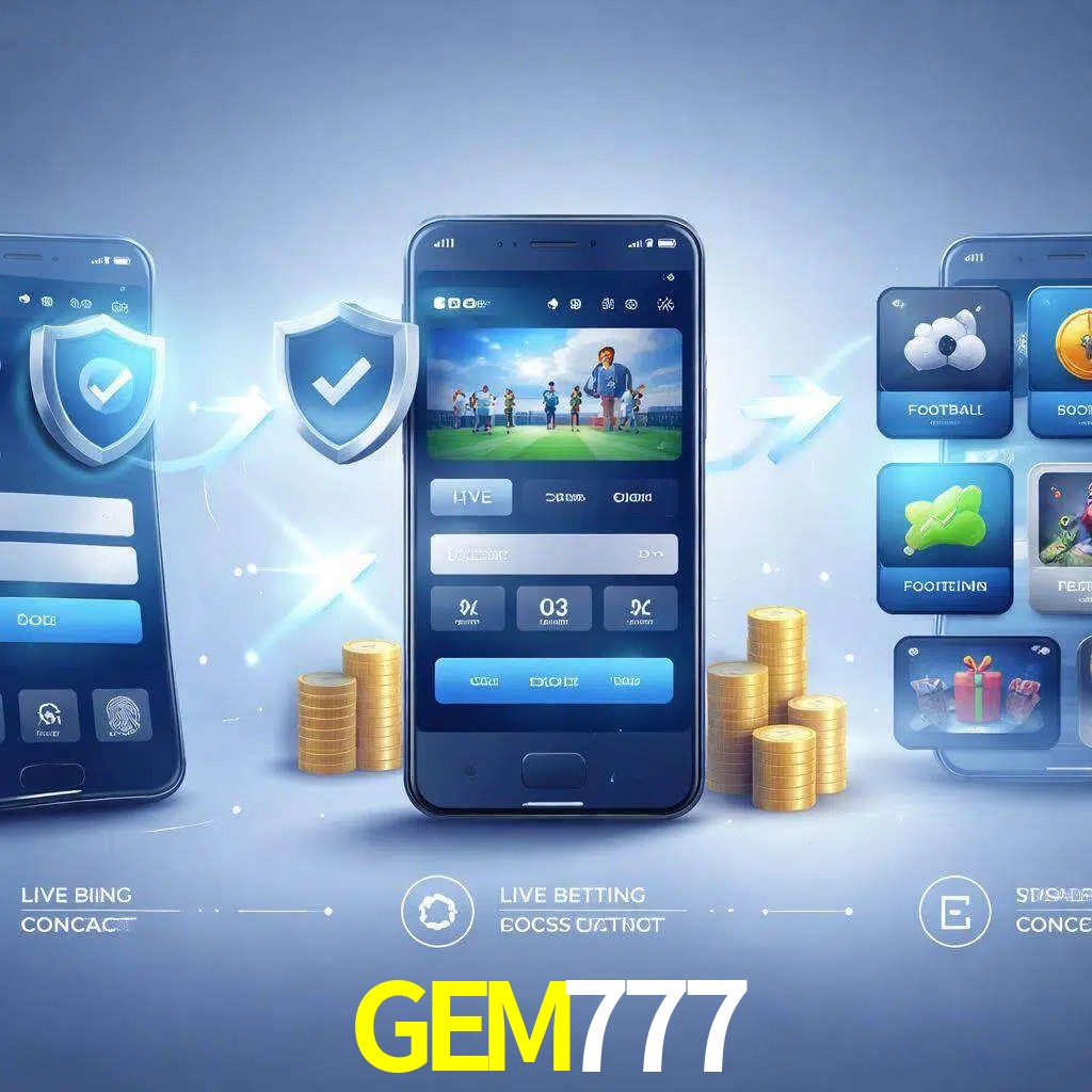 Pasos de acceso a la app GEM777 en pantalla de teléfono móvil